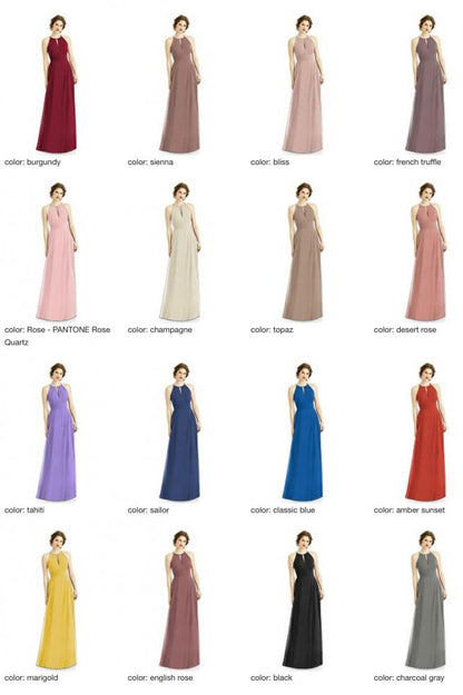 1502 ラグジュアリーシフォン ホルターネック ブライズメイド ロングドレス 82色 【結婚式 ブライズメイド アッシャー オーダーメイド】