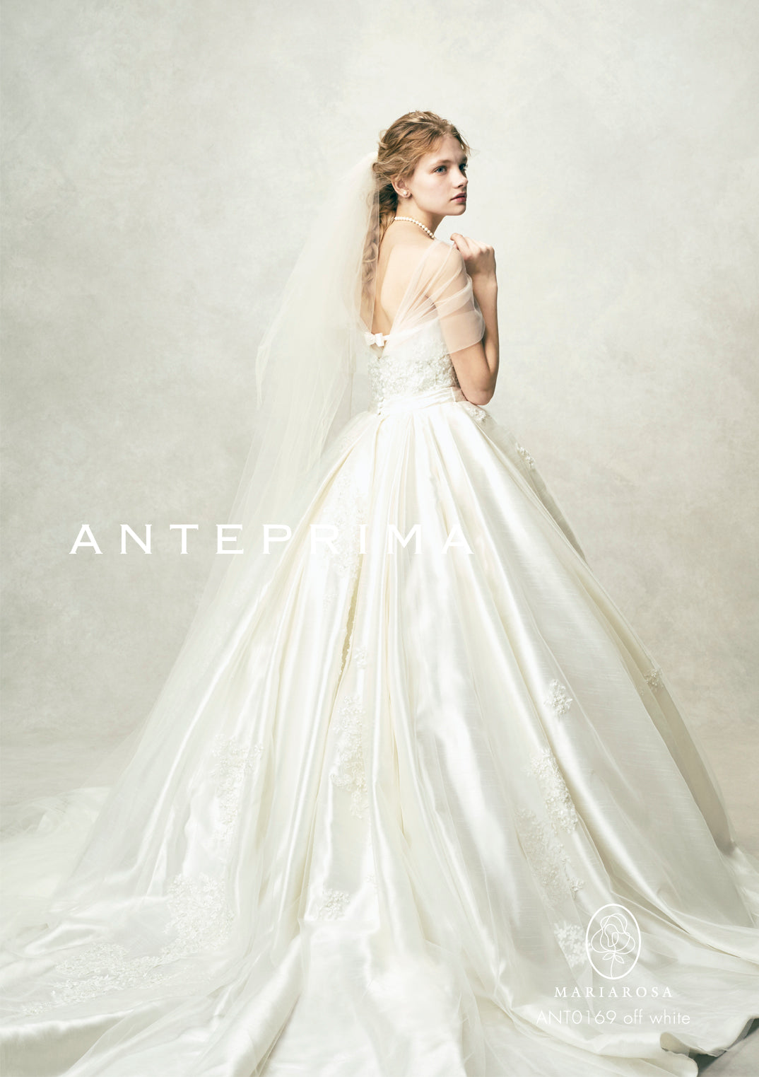 ANT0169 アンテプリマバックリボン プリンセスライン チュール袖ドレス 【ウェディングドレス レンタル】