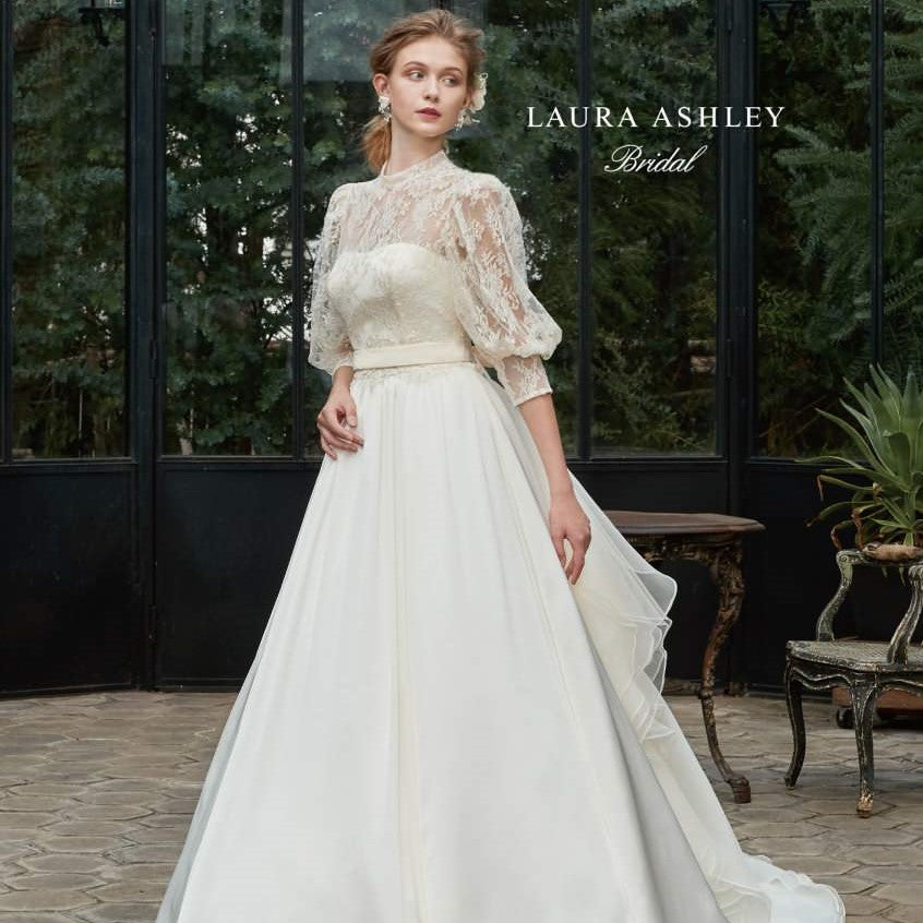 ローラアシュレイ パフスリーブ2WAYドレス 【ウェディングドレス レンタル】