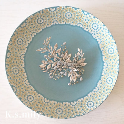 【ヘッドドレス】ブライダルヘッドドレス ビジュー リーフ ボンネ e6 【結婚式 ヘアアクセサリー】