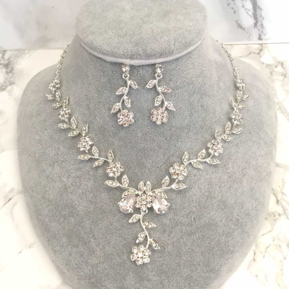 twig silver ビジューネックレス&ピアスセット/ブライダルアクセサリー 【結婚式 アクセサリーセット】