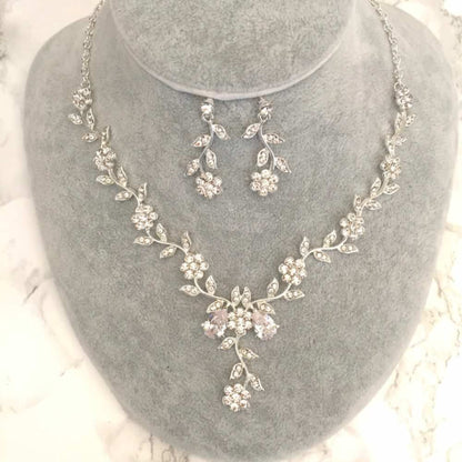 twig silver ビジューネックレス&ピアスセット/ブライダルアクセサリー 【結婚式 アクセサリーセット】