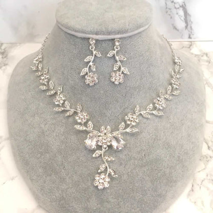 twig silver ビジューネックレス&ピアスセット/ブライダルアクセサリー 【結婚式 アクセサリーセット】