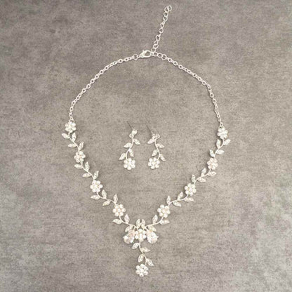 twig silver ビジューネックレス&ピアスセット/ブライダルアクセサリー 【結婚式 アクセサリーセット】