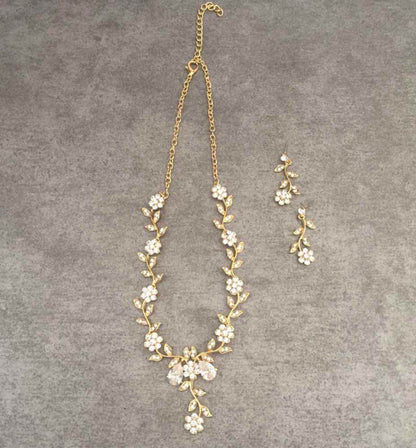 twig gold ビジューネックレス&ピアスセット/ブライダルアクセサリー 【結婚式 アクセサリーセット】