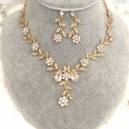 twig gold ビジューネックレス&ピアスセット/ブライダルアクセサリー 【結婚式 アクセサリーセット】