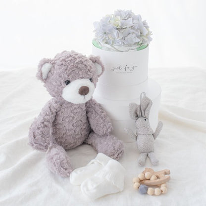 ダイパーケーキ&おくるみ&おもちゃ&ベアーぬいぐるみセット(ブルー) 【結婚式 ギフト 内祝い 結婚祝い 出産祝い】