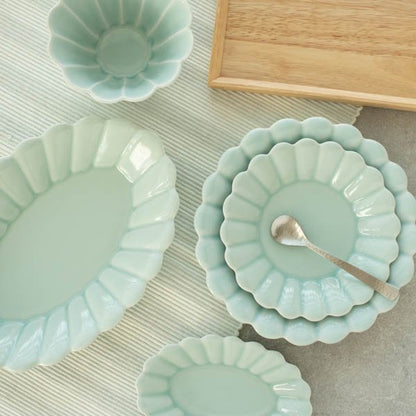 波佐見焼キクワリオーバルプレート15cm(ライトブルー) 【結婚式 ギフト 引き出物 食器類】