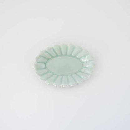 波佐見焼キクワリオーバルプレート15cm(ライトブルー) 【結婚式 ギフト 引き出物 食器類】