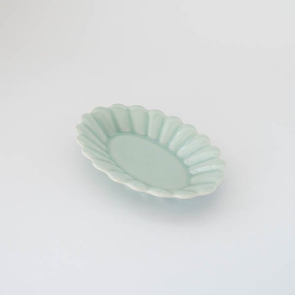 波佐見焼キクワリオーバルプレート15cm(ライトブルー) 【結婚式 ギフト 引き出物 食器類】