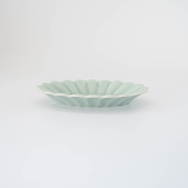 波佐見焼キクワリオーバルプレート15cm(ライトブルー) 【結婚式 ギフト 引き出物 食器類】