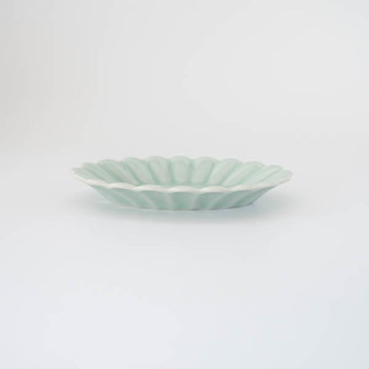 波佐見焼キクワリオーバルプレート15cm(ライトブルー) 【結婚式 ギフト 引き出物 食器類】