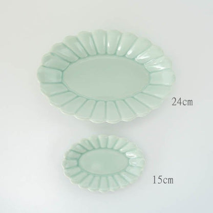 波佐見焼キクワリオーバルプレート15cm(ライトブルー) 【結婚式 ギフト 引き出物 食器類】