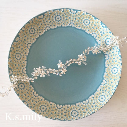 【ヘッドドレス】ブライダルヘッドドレス パール リーフ フラワー 小枝アクセサリー f1 【結婚式 ヘアアクセサリー】