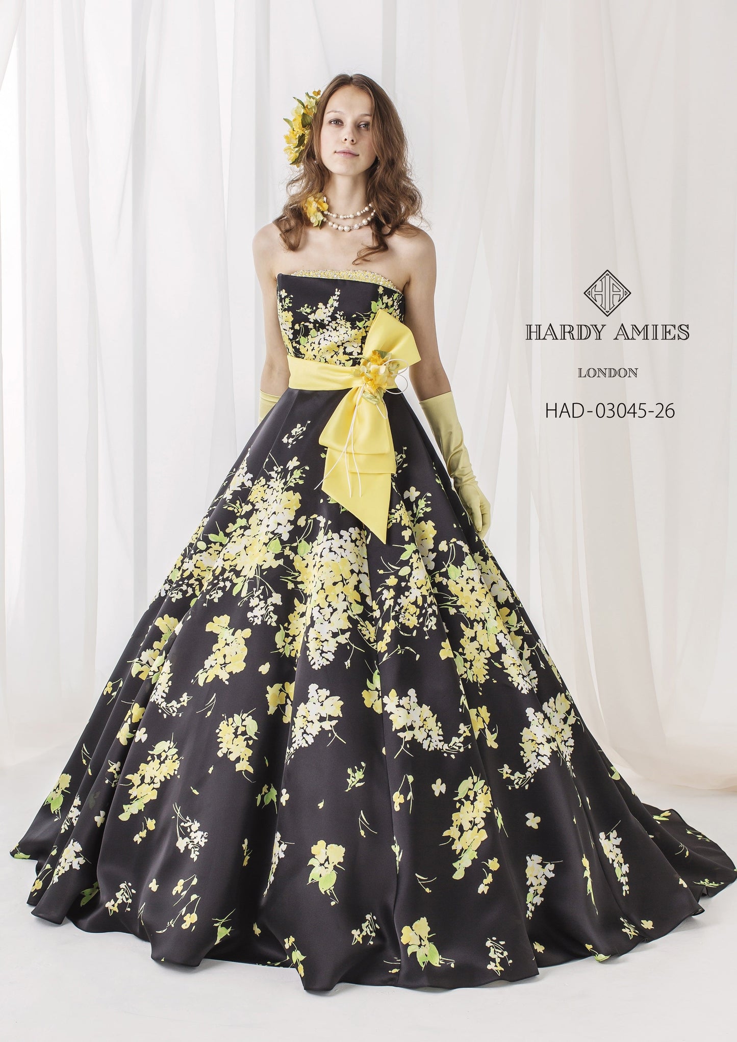 HARDY AMIESネイビー×イエロー HAD-03045 【結婚式 カラードレス レンタル】