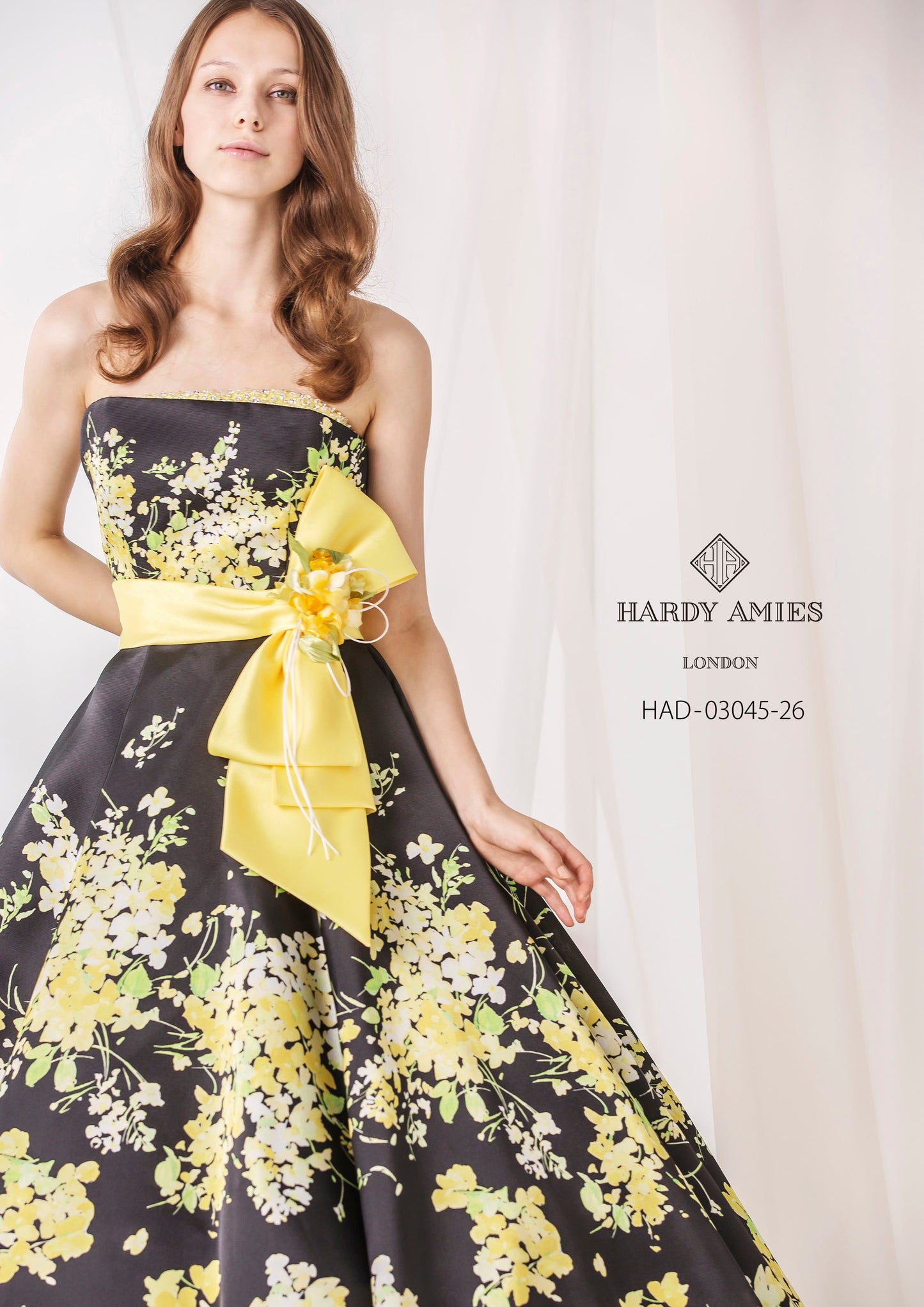 HARDY AMIESネイビー×イエロー  HAD-03045 【結婚式　カラードレス　レンタル】