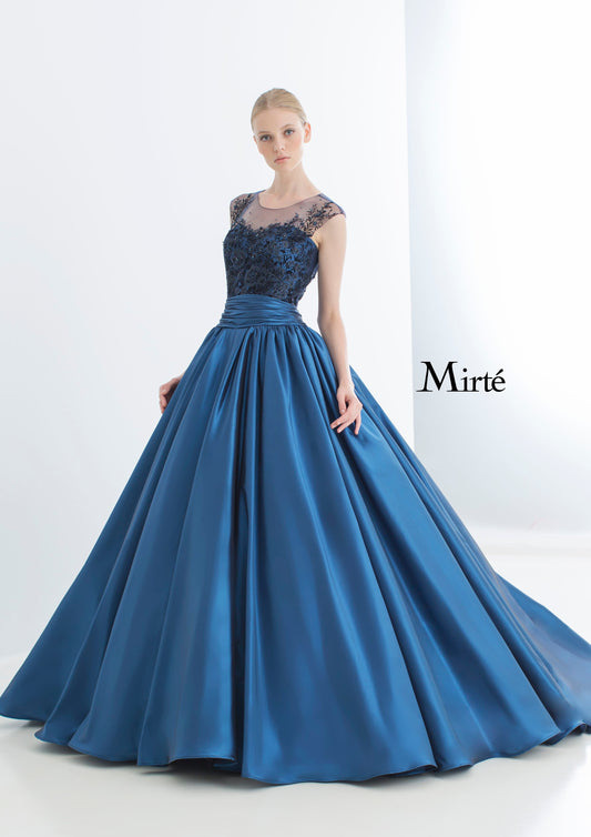 Mirte ネイビー袖あり 【結婚式 カラードレス レンタル】