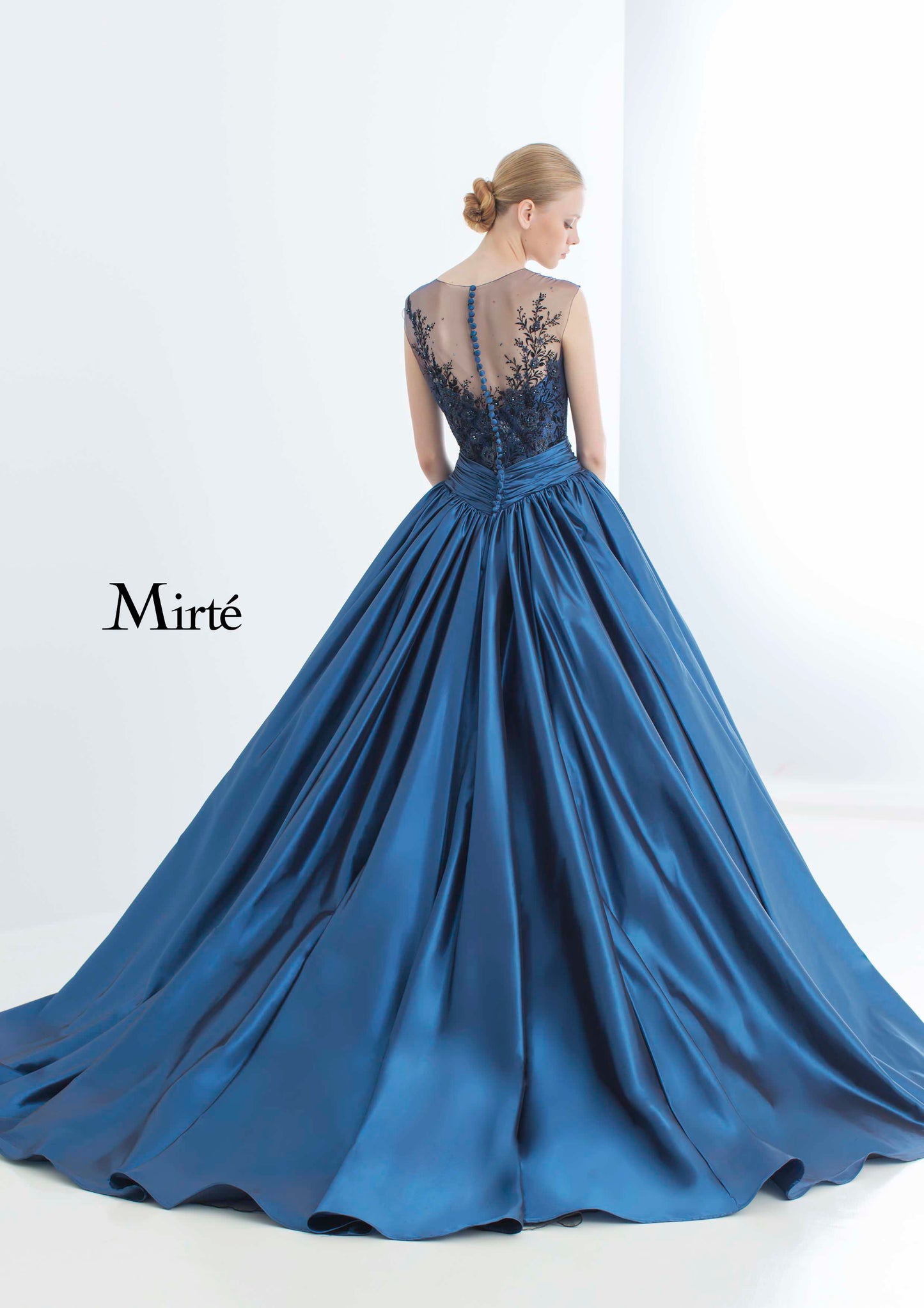 Mirte ネイビー袖あり 【結婚式 カラードレス レンタル】