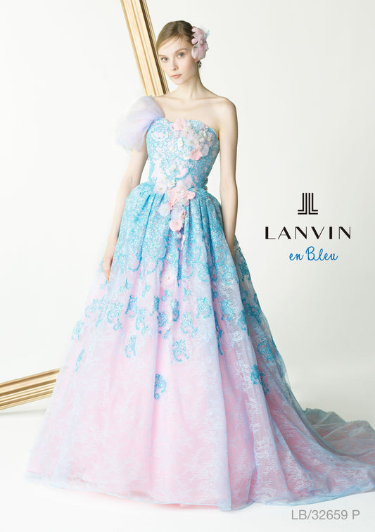 LANVIN en Blueライトブルー×ピンク LB/32659 【結婚式 カラードレス レンタル】