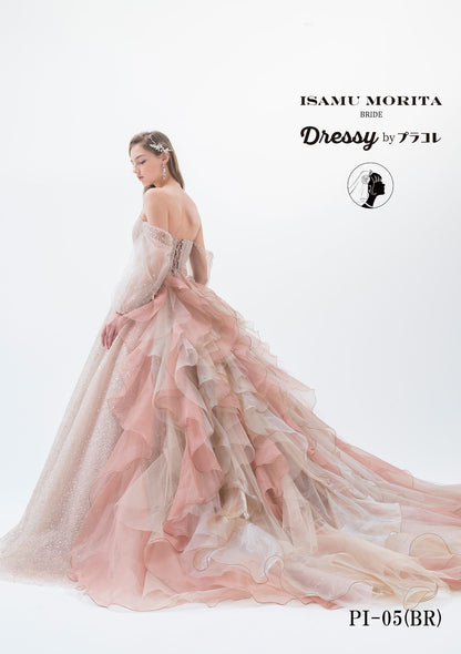ISAMU MORITAブラウン PI-05 【結婚式 カラードレス レンタル】