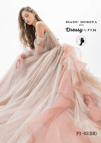 ISAMU MORITAブラウン PI-05 【結婚式 カラードレス レンタル】