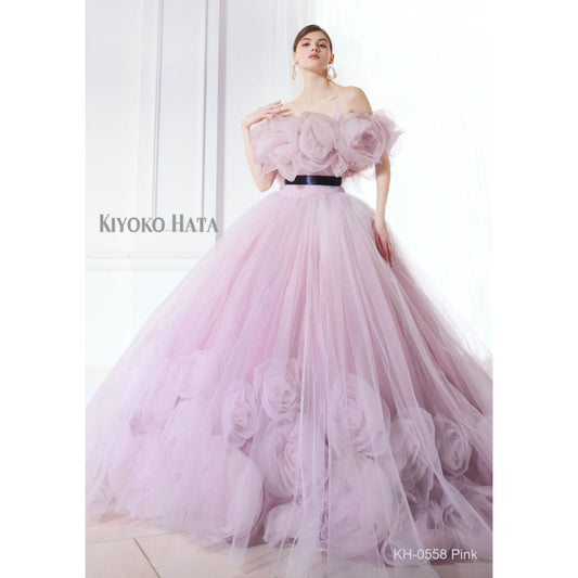 KIYOKO HATA ピンク薔薇 KH-0558【結婚式 カラードレス レンタル】