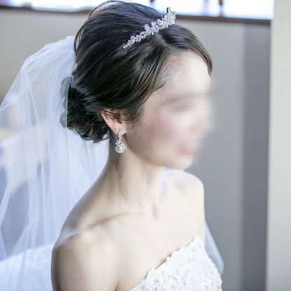 【ヘッドドレス】ティアラ ビジュー ブライダルヘッドドレス シルバー f4 【結婚式 ヘアアクセサリー】