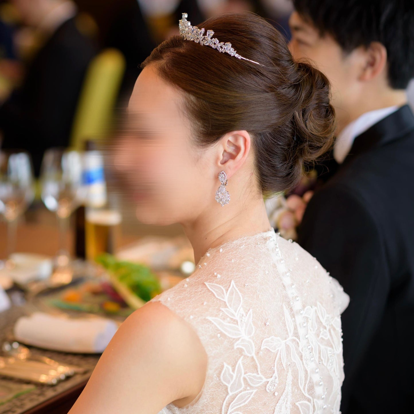 【ヘッドドレス】ティアラ ビジュー ブライダルヘッドドレス シルバー f4 【結婚式 ヘアアクセサリー】