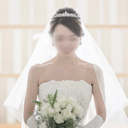 【ヘッドドレス】ティアラ ビジュー ブライダルヘッドドレス シルバー f4 【結婚式 ヘアアクセサリー】