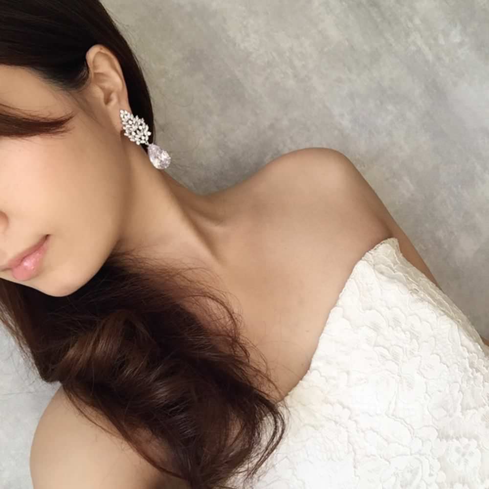 【ピアス・イヤリング】sage ジルコニアピアス/ブライダルアクセサリー 【結婚式 ピアス イヤリング】