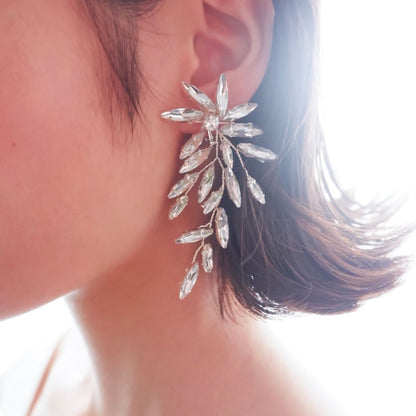 【イヤリング】ブライダルイヤリング 小枝イヤリング ビジュー リーフ f7 【結婚式 ピアス イヤリング】