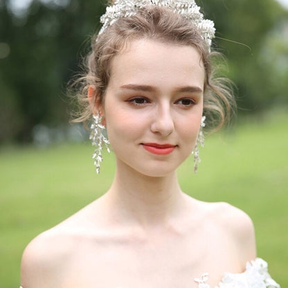 【イヤリング】ブライダルイヤリング 小枝イヤリング ビジュー リーフ f7 【結婚式 ピアス イヤリング】