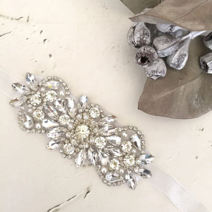 【ブレスレット】bijouビジューリボンブレスレット/アームレット/アンクレット/ブライダルアクセサリー 【結婚式 ブレスレット】