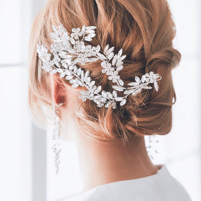 【ヘッドドレス】ブライダルヘッドドレス ビジュー リーフフラワー f8 【結婚式 ヘアアクセサリー】