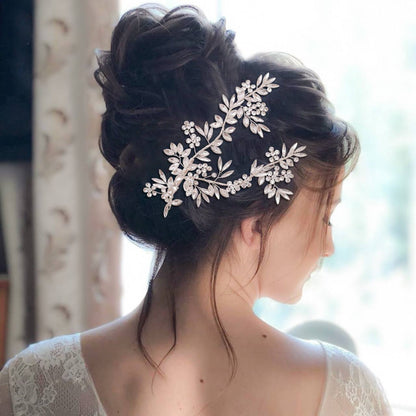 【ヘッドドレス】ブライダルヘッドドレス ビジュー リーフフラワー f8 【結婚式 ヘアアクセサリー】