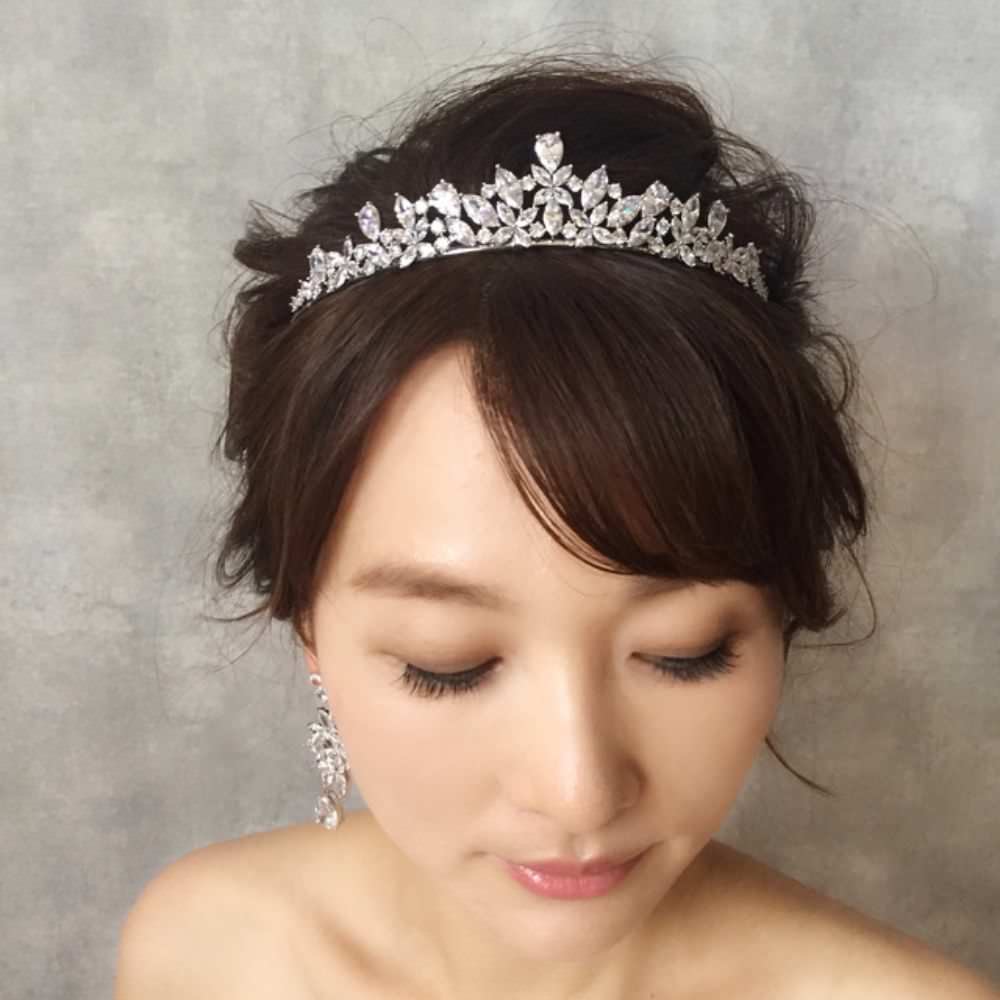 【ヘッドドレス】royal ジルコニアティアラ/ブライダルアクセサリー 【結婚式　ヘアアクセサリー】