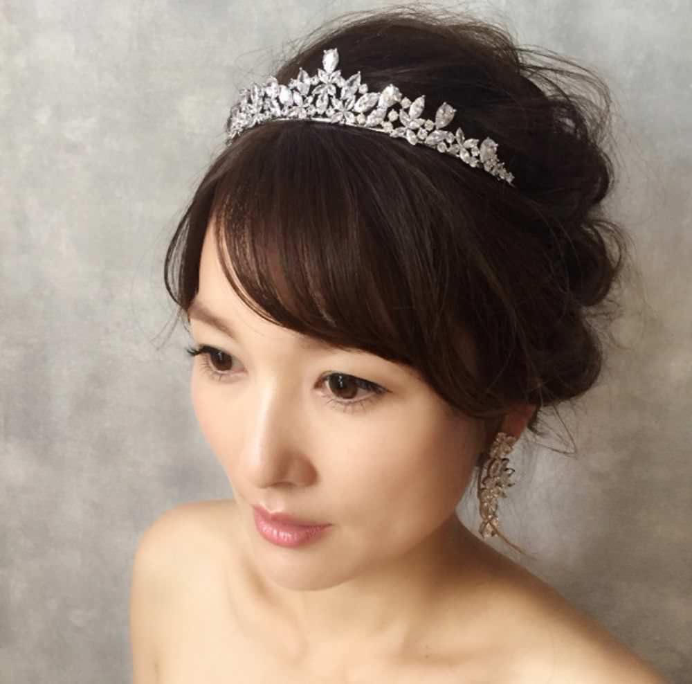 【ヘッドドレス】royal ジルコニアティアラ/ブライダルアクセサリー 【結婚式 ヘアアクセサリー】