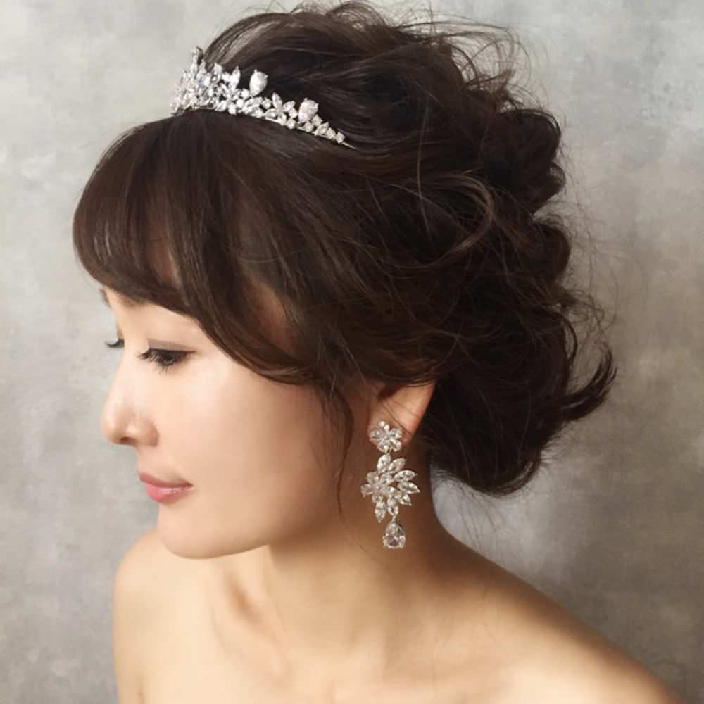 【ヘッドドレス】royal ジルコニアティアラ/ブライダルアクセサリー 【結婚式　ヘアアクセサリー】