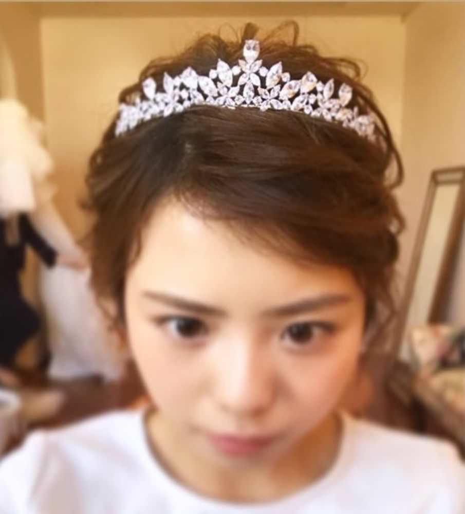 【ヘッドドレス】royal ジルコニアティアラ/ブライダルアクセサリー 【結婚式　ヘアアクセサリー】