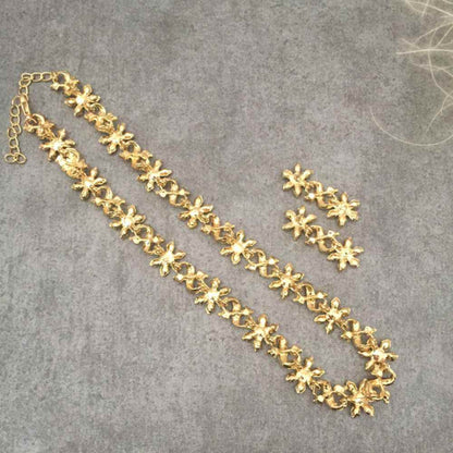 bijou ビジューゴールドネックレス&ピアスセット/ブライダルアクセサリー 【結婚式 アクセサリーセット】