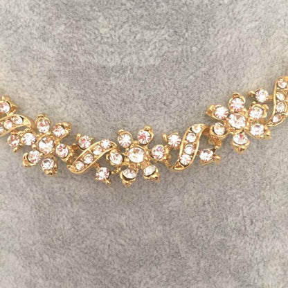 bijou ビジューゴールドネックレス&ピアスセット/ブライダルアクセサリー 【結婚式 アクセサリーセット】