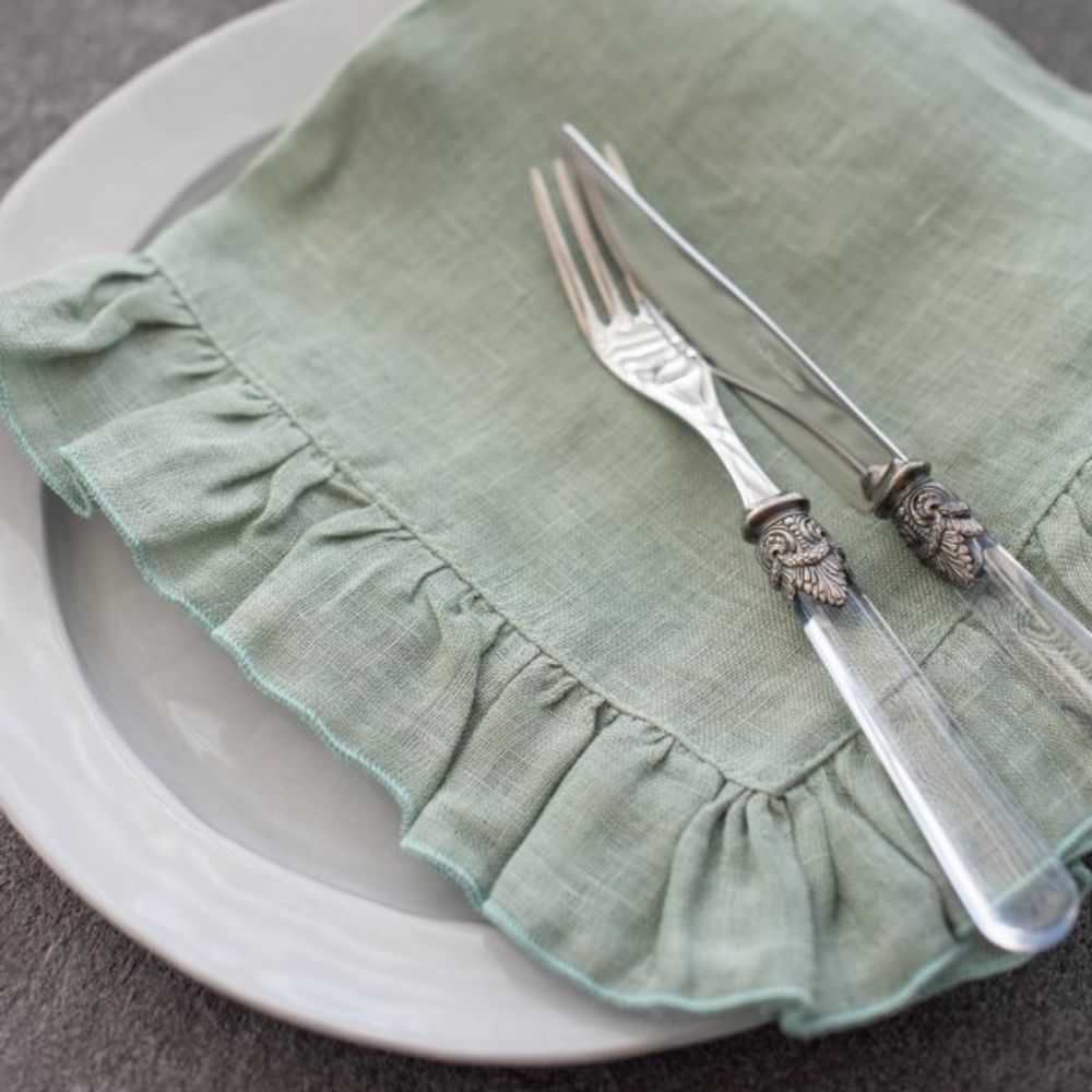 【フリルナプキン】ボルゴデルトヴァーリ(sage・グリーン)/イタリアブランド 【結婚式 ギフト 引き出物 キッチン用品】