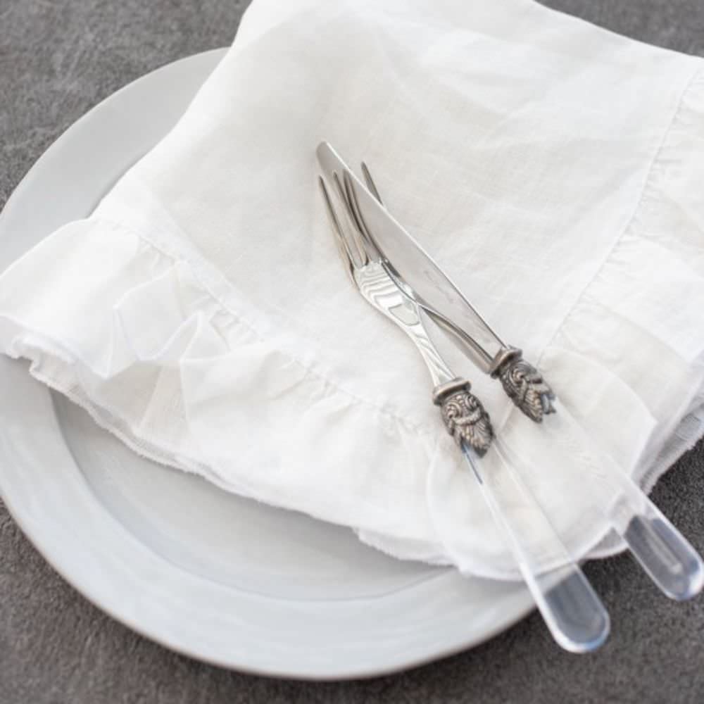 【フリルナプキン】ボルゴデルトヴァーリ(ivory・ホワイト)/イタリアブランド 【結婚式 ギフト 引き出物 キッチン用品】