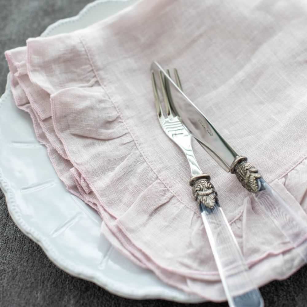 【フリルナプキン】ボルゴデルトヴァーリ(tulle・ベビーピンク)/イタリアブランド 【結婚式 ギフト 引き出物 キッチン用品】