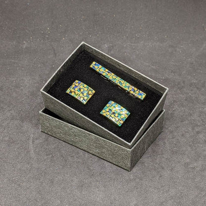 【着物職人手作り 金彩螺鈿ネクタイピン・カフスボタンセット】ゴールド Nsplus 19675 【結婚式 カフス タイピン 小物】