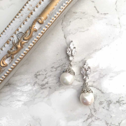 【ピアス・イヤリング】pearl ジルコニアピアス/ブライダルアクセサリー 【結婚式 ピアス イヤリング】