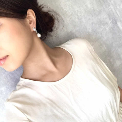 【ピアス・イヤリング】pearl ジルコニアピアス/ブライダルアクセサリー 【結婚式 ピアス イヤリング】