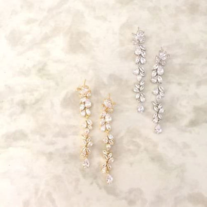 【ピアス・イヤリング】long ジルコニアピアス/ブライダルアクセサリー 【結婚式　ピアス　イヤリング】