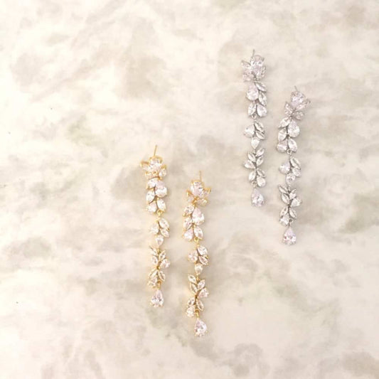 【ピアス・イヤリング】long ジルコニアピアス/ブライダルアクセサリー 【結婚式 ピアス イヤリング】