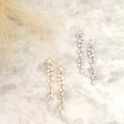 【ピアス・イヤリング】long ジルコニアピアス/ブライダルアクセサリー 【結婚式 ピアス イヤリング】